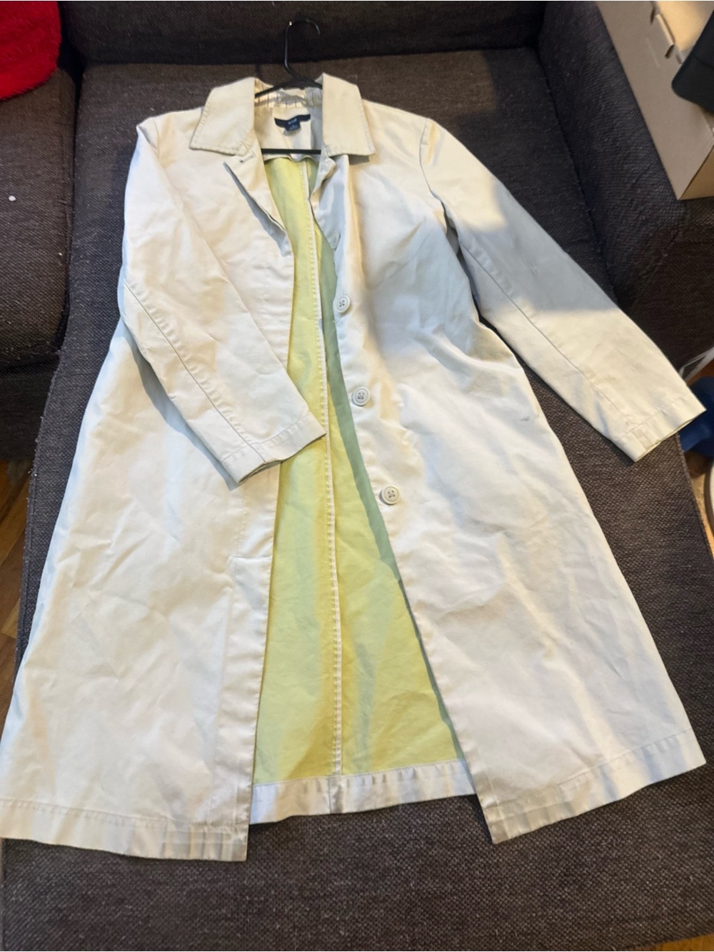 GAP Cream Trench Coat with Light Green Lining